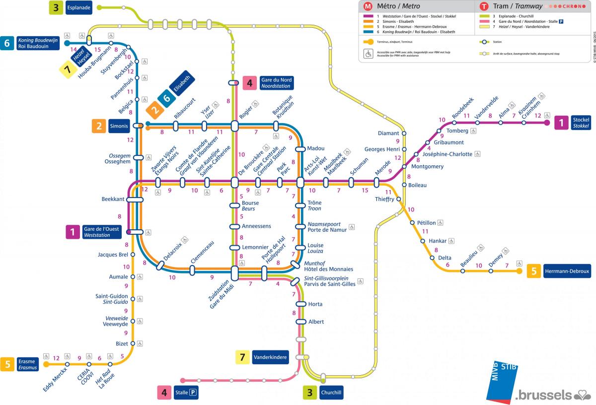 mapa de Bruxelas estação de metro