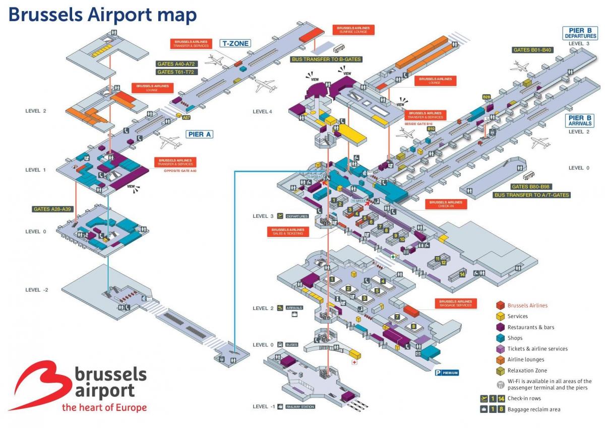 Bruxelles mapa do aeroporto