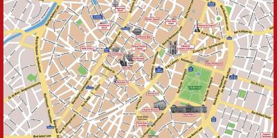 Mapa turístico do centro da cidade de Bruxelas