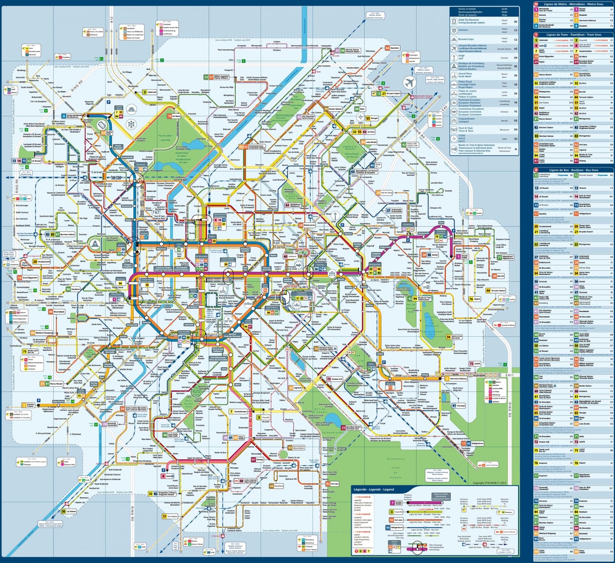 Bruxelles mapa de ônibus