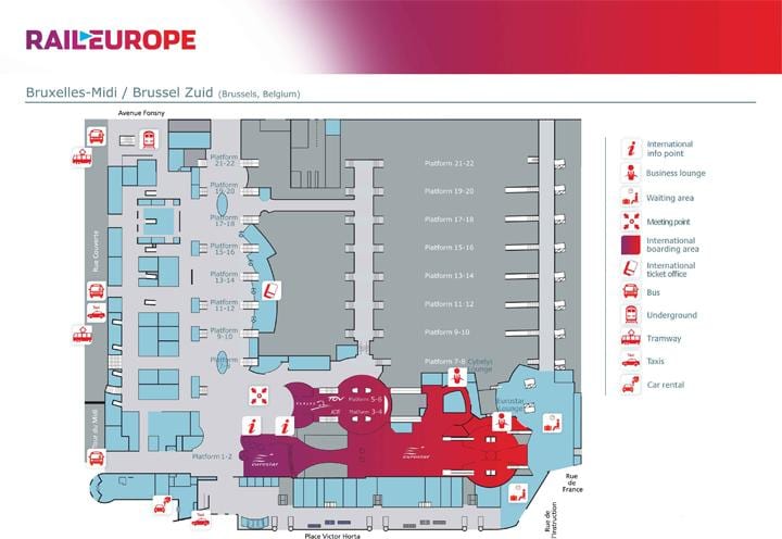mapa da estação central de Bruxelas