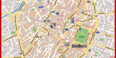 Mapa de Bruxelas, bélgica atrações