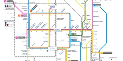 Mapa das estações de trem em Bruxelas