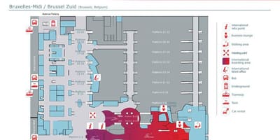 Mapa da estação central de Bruxelas